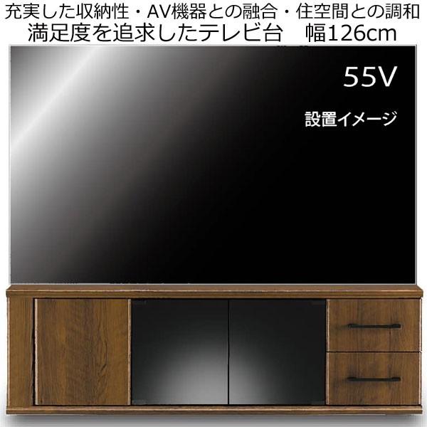 テレビ台 キャスター付き 木製 引き出し 収納 ガラス扉 幅126cm 背面