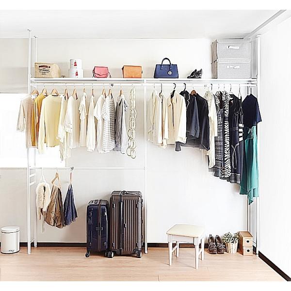 ツッパリ クローゼット ハンガーラック ホワイトハンガー【ハイタイプ