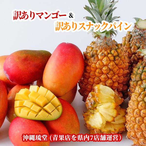 沖縄県産【訳あり】アップルマンゴー＆【訳あり】スナックパイン食べ比べセット(2〜3玉(600g以上)＆1〜2玉(1.2kg以上))【送料無料・即発送可】新鮮直送