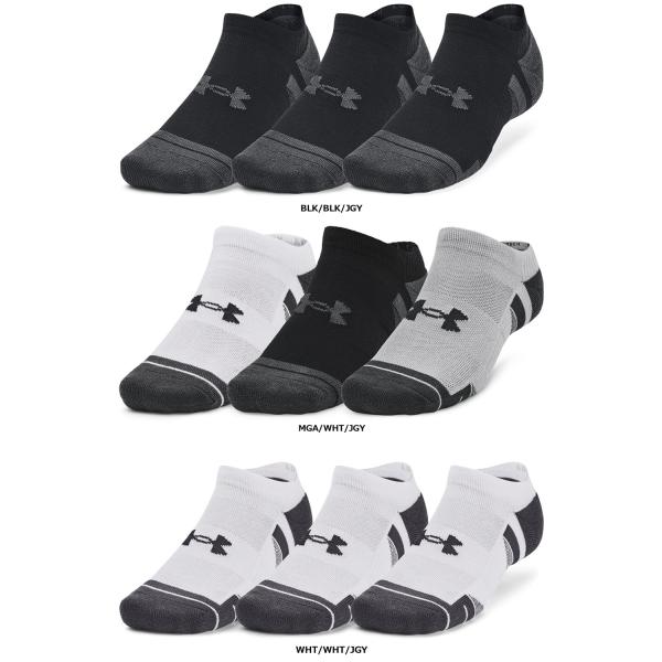 アンダーアーマー UNDER ARMOUR UAパフォーマンステック ノーショー ソックス 3足セット メンズ レディース 靴下 くつした ショート丈 スポーツソックス ランニング 防臭 通気性 速乾  1379503　ノーショウ(靴からや...