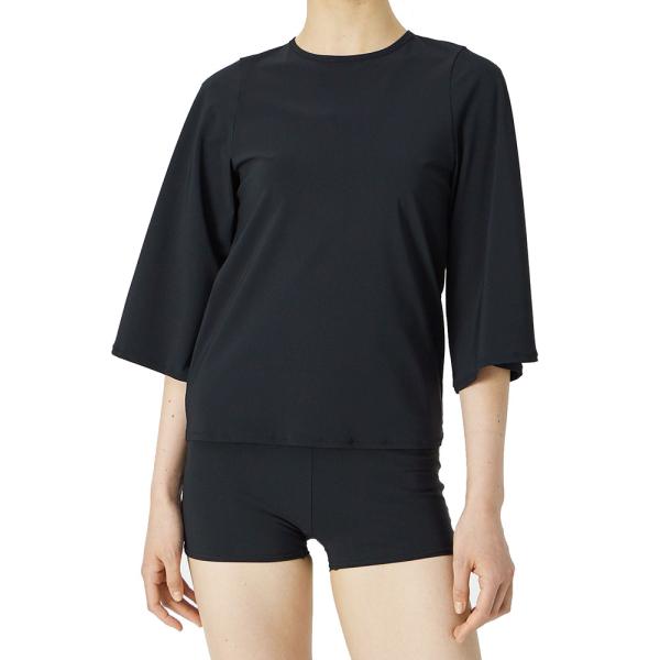 Speedo refined flare sleeve top 黒ラッシュガード speedo Speedo スピード レディース ラッシュガード Tシャツ