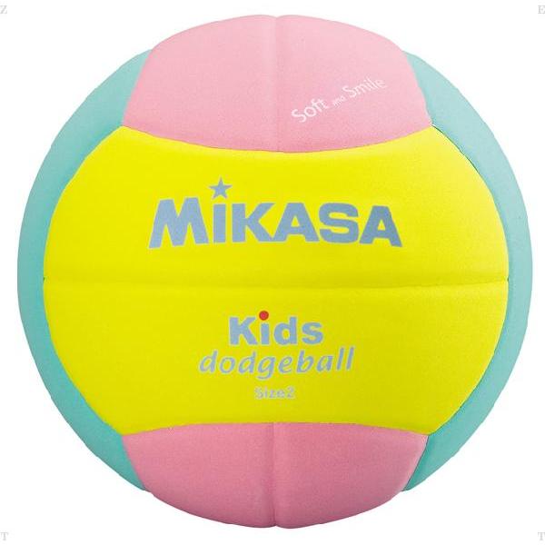 ミカサ MIKASA スマイルドッジボール 2号 イエロー×ピンク×ライトグリーン ジュニア キッズ ドッチボール 学校体育用品 クラブ レクリエーション レジャー 屋