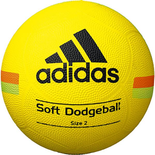 アディダス adidas アディダス ドッジボール 2号球 イエロー ソフトドッジボール 黄色 キッズ 小学生 昼休み 校庭遊び グラウンド ドッジ 幼稚園 保育園 体育 ボール  AD212Y　ソフトドッジボール用の黄色のゴム製ボール。
