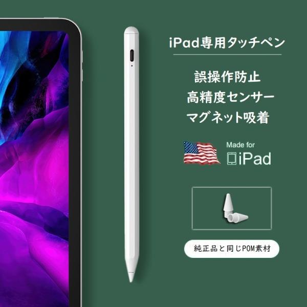 タッチペン 極細 iPad スタイラスペン Type-C充電 超高感度 軽量 iPad