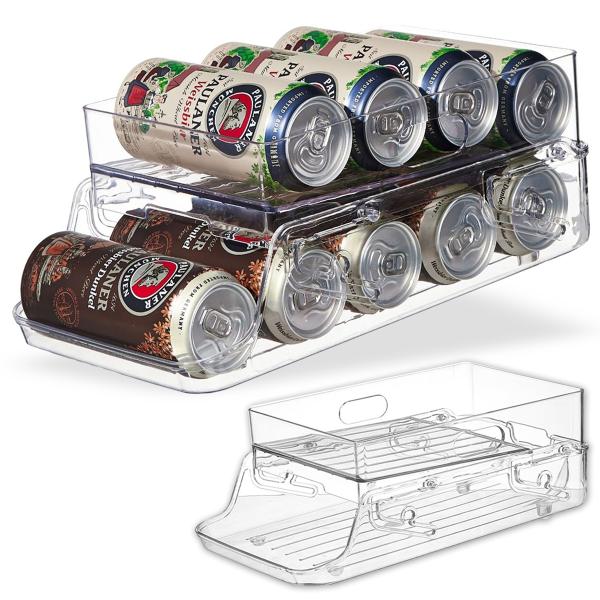 【缶ストッカーで冷蔵庫すっきり収納】自動販売機のように缶がコロッと転がってくる設計で、ビールやソフトドリンクの缶をスムーズに取り出せます。先入れ先出し方式を採用しているため、古い缶から順に使用でき、冷蔵庫のスペースを効率的に活用できます。冷...