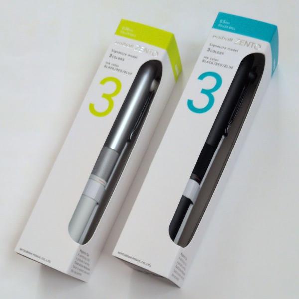 ユニボール ゼント シグニチャーモデル 回転繰り出し式3色ボールペン0.38mm シルバー 　0.5ミリ Mブラック