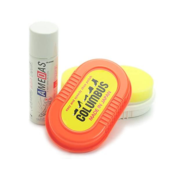 〇靴磨きスポンジ軽く拭くだけで靴に輝きを与えるスポンジです。両面タイプなので靴の色によって使い分けができます。〇防水スプレー繊維一本一本に、フッ素系撥水・撥油剤をコーティングすることにより水分・ホコリ・ゴミ・油分等の汚れから守ります。ツヤ革...