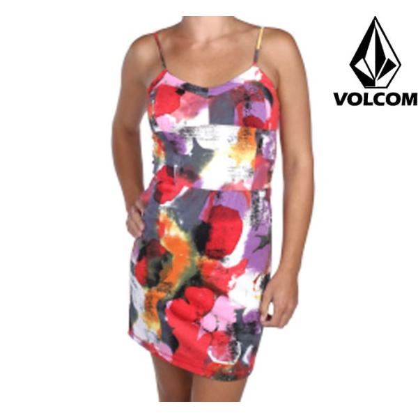 VOLCOM �{���R�� ���f�B�[�X �L���~�\�[�� �����s�[�X �h���X PETAL TO THE METAL CAMI DRESS �FS�T�C�Y�FRED �y���[���֑Ή��z