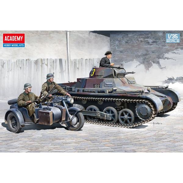 【SALE】アカデミー 1/35 13556 I号戦車B型 & KS750 サイドカー