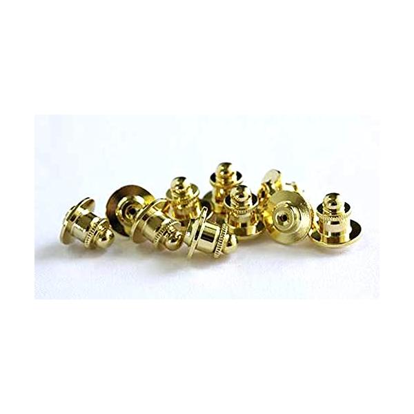 GOLD SHACHI バッチ裏金具（留め具）10個セット タイタック金色 バッジ 社章 ピン 学校 会社
