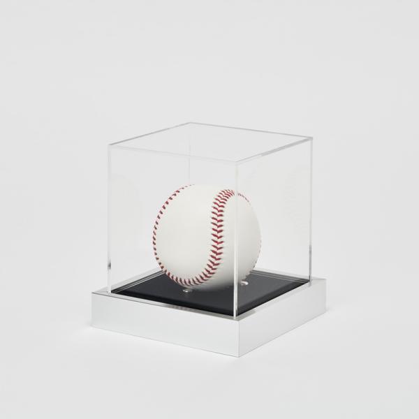 コレクションケース アクリル 野球 ベースボール 台座タイプ：黒別珍(ボール固定ピン付き) フレーム：TSサイズ25シルバー サインボール