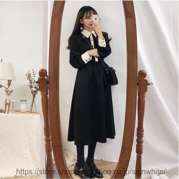 レディースワンピース春秋40代マキシ丈きれいめ配色黒ワンピース長袖オフィス結婚式ドレスワンピースol通勤大人ロング Cb0601 Cupload Sign White 通販 Yahoo ショッピング