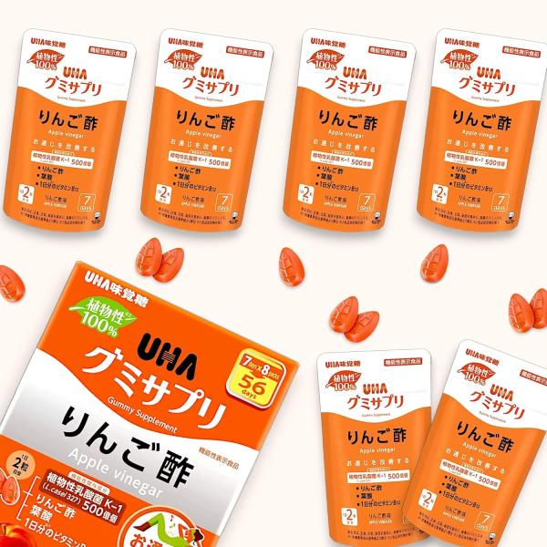 UHA味覚糖 - UHAグミサプリ リンゴ酢 112粒×2個セット Amazon | UHA味覚糖 グミサプリ リンゴ酢 56日分 112粒 (7粒×8袋