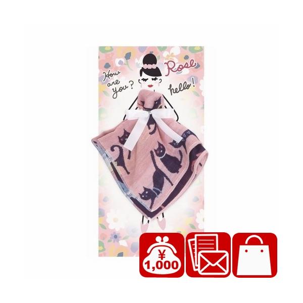 1000円 プチギフト 女性向け かわいい Floral sisters 3重ガーゼハンカチギフト Rose×Cat(PCFS-R902)