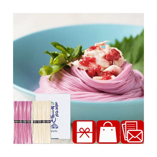 揖保乃糸 三輪そうめんに並ぶ、長崎県の昔ながらの手延べ 島原そうめん。お祝いにぴったりな、梅そうめんとの紅白セットです。のし包装手提げ付！オリジナル挨拶カード無料！お世話になったあの方へ。おすすめのご用途一覧です。葬儀 香典返し 法要 四十...