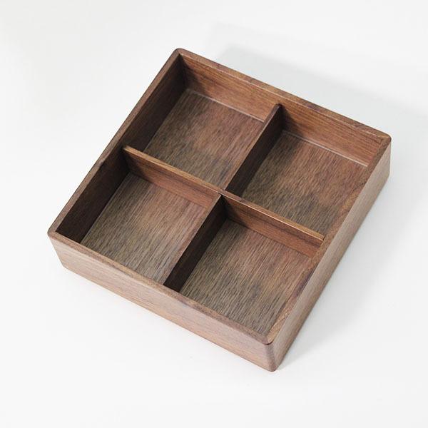 重箱 仕切り 4つ切り 6 5寸用重箱 お正月 ウォールナット 十字 国産 日本製 木製 越前漆器 並行輸入品 4つ切り