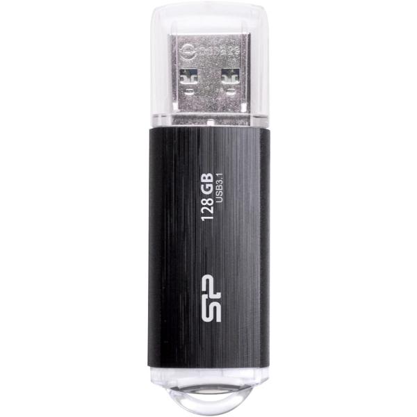 シリコンパワー USBメモリ 128GB USB3.1 &amp; USB3.0 ヘアライン仕上げ Blaze B02 SP128GBUF3B02V1K