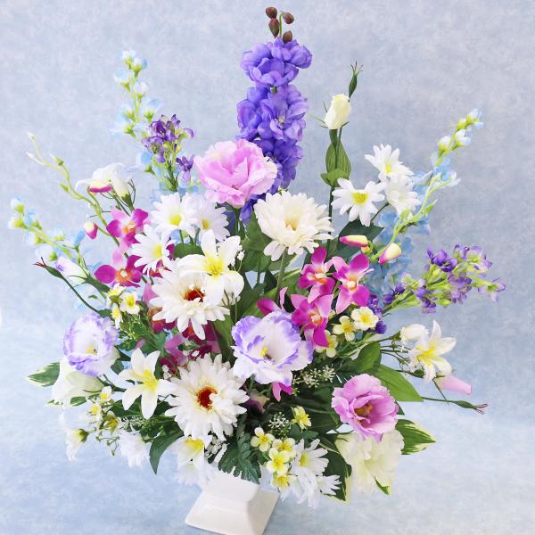 造花 仏花 トルコキキョウとバンダオーキッドのアレンジ シルクフラワー Ct触媒 1806 2387 シルクフラワーの山久ヤフー店 通販 Yahoo ショッピング