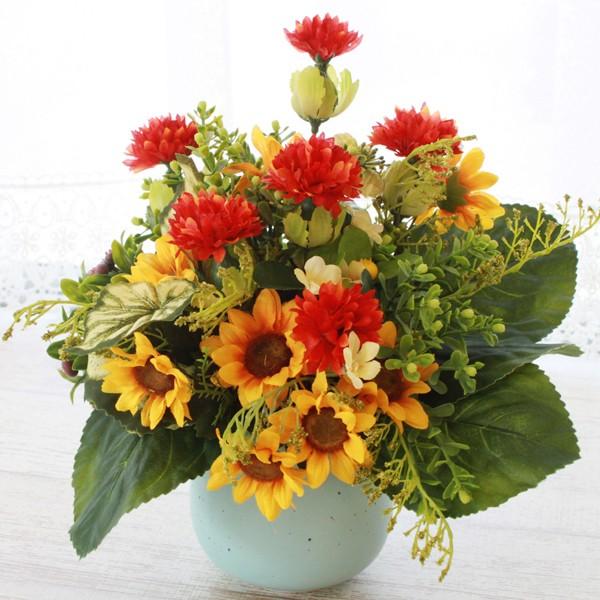 造花 ベニバナとヒマワリの春のアレンジ ひまわり Ct触媒 シルクフラワー 1903 4319 シルクフラワーの山久ヤフー店 通販 Yahoo ショッピング