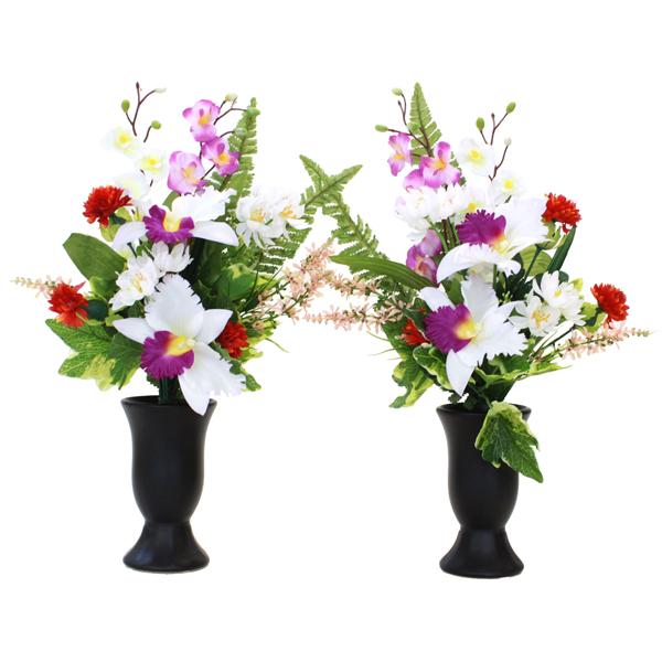 造花 仏花 ミニ胡蝶蘭とカトレアの花束 一対 花器付きセット Ct触媒 造花 シルクフラワー お彼岸 お盆 お仏壇 仏花 お墓 花 お供え 06 6648k シルクフラワーの山久ヤフー店 通販 Yahoo ショッピング