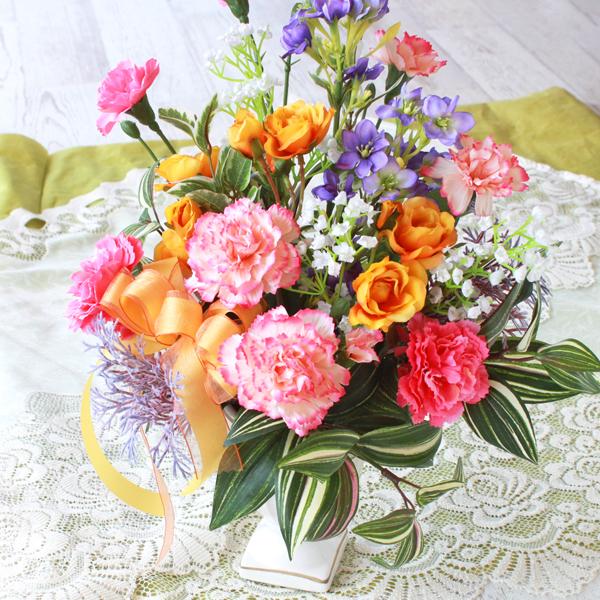 造花 ブルースターとミニバラのカラフルなアレンジ 母の日 プレゼント ギフト カーネーション Ct触媒 シルクフラワー 2103 8723 シルクフラワーの山久ヤフー店 通販 Yahoo ショッピング