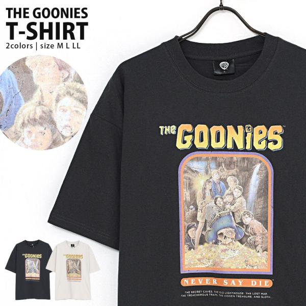 Tシャツ メンズ 半袖 The Goonies グーニーズ 映画 ポスター ロゴ プリント 綿100% 白 黒 40代 50代 春 夏 爆買 父の日
