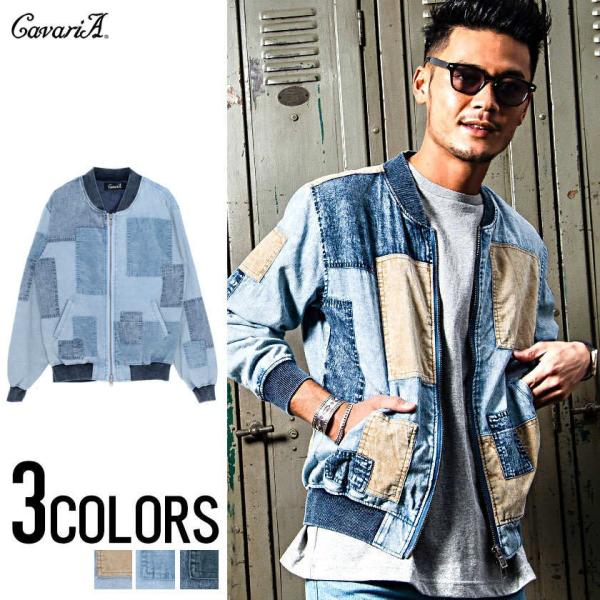Ma 1 メンズ Cavaria キャバリア パッチワーク長袖デニムma 1ジャケット 全3色 デニム デニムジャケット アウター M L 春 Fcs Uto Edu Bo Index Php