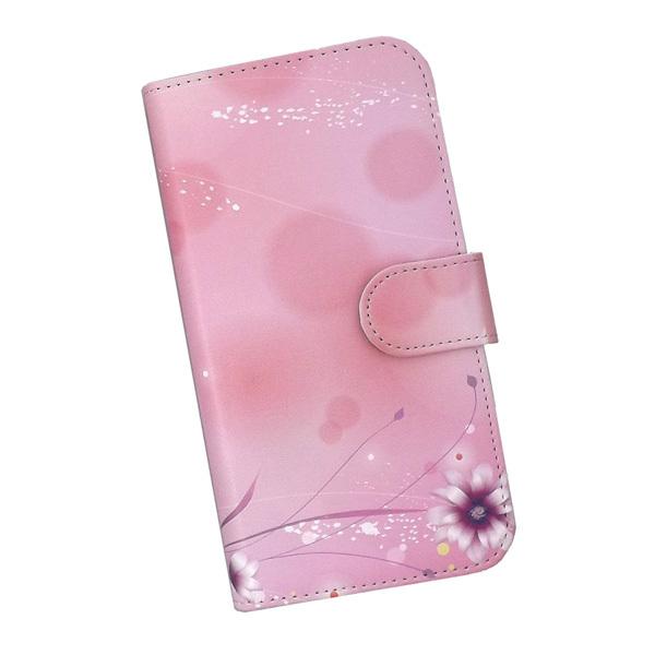 らくらく/かんたん/シンプル 手帳型 スマホケース プリント ケース 花