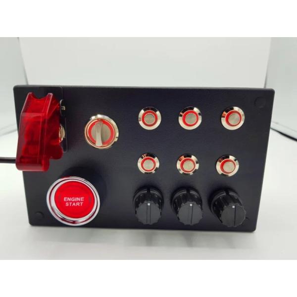 シムレーシング USB ボタンボックス １９機能 赤照明横型 ステッカー付き
