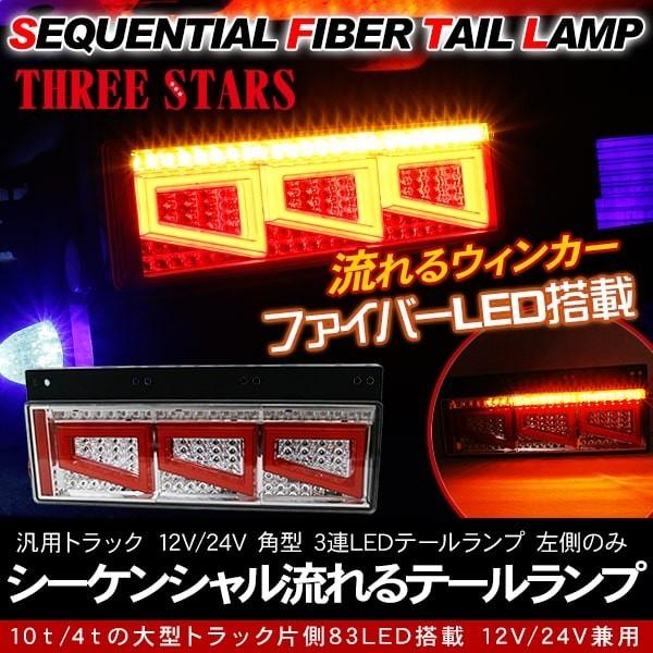 LEDリアコンビシーケンシャルテール クリアVer 2連タイプ【助手席側のみ】 シーケンシャル ファイバー LED テールランプ 助手席側用 3連 角型