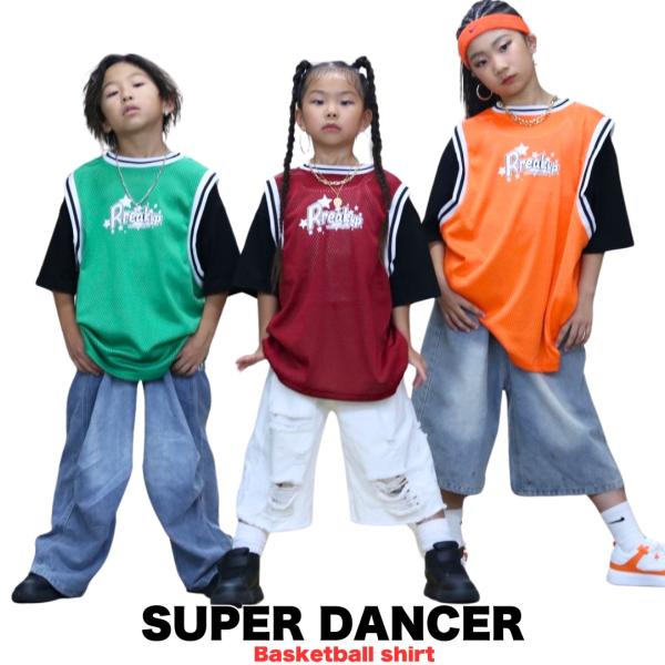 バスケTシャツ ヒップホップ ダンス衣装 キッズ トップス キッズダンス