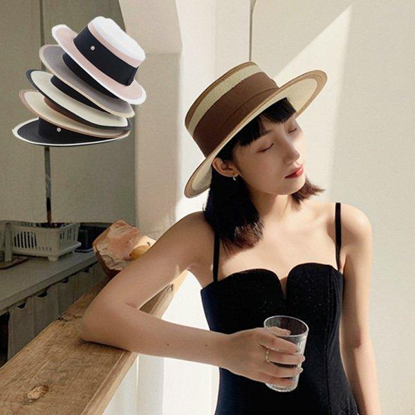 麦わら帽子カンカン帽ストローハット夏リボン付き大きめつば広UVカット帽子ハットレディース