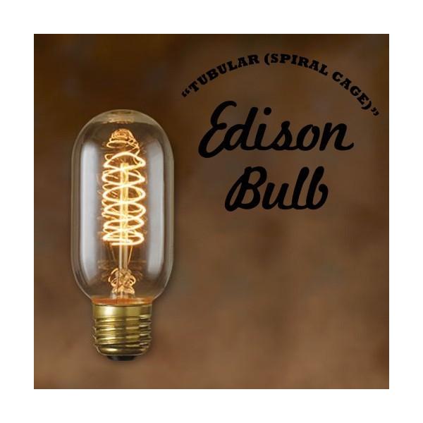 おもしろ 雑貨 インテリア エジソンバルブ Edison Bulb Tubular Spiral チューブラー スパイラル タングステン電球  照明 口金E26タイプ 40W 60W