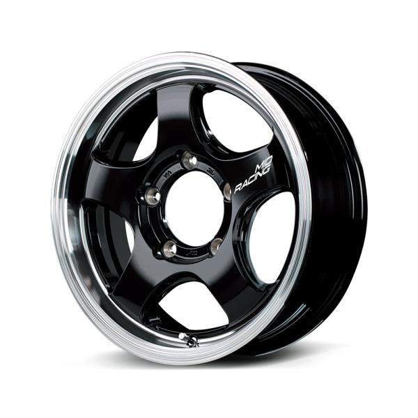 16インチ 5H139.7 5.5J+20  5穴  ジムニー用ホイール 4本  ブラック リムポリッシュ MID WHEELS MID RACING R05HC