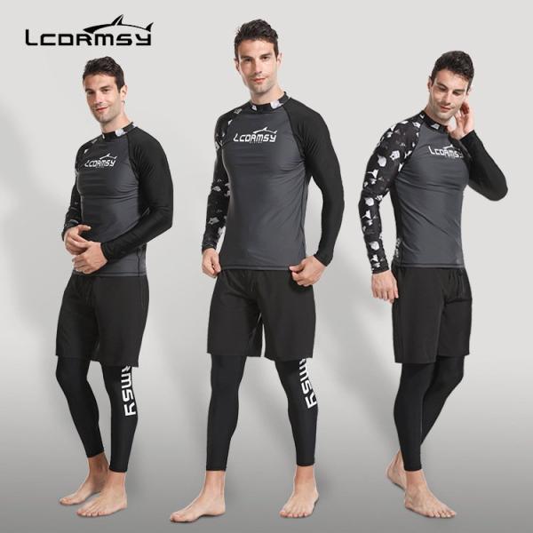 ラッシュガード メンズ 長袖 トップス セパレート水着 UVカット ハーフパンツ 速乾 レギンス 水陸両用 スポーツ プルオーバー ウォーターパーク サーフィン