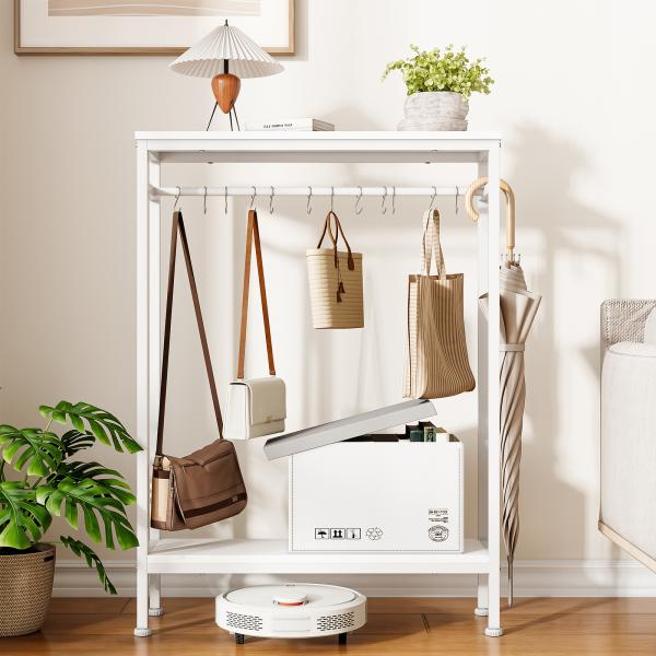 2段棚 バッグ 収納 カバン掛け ハンガーラック スリム マルチラック