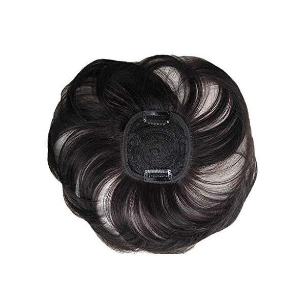 人毛 ヘアピース つむじ 自然色 ウィッグ 部分かつらレディース かつら 中年 女性 ポイントウィッグ ヘア 髪 ブラック
