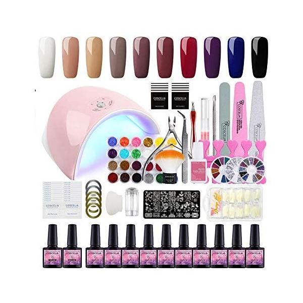 Twinkle Store ネイルアートセット 36wuv Ledネイルライト付き 10色ジェルネイルカラー セット