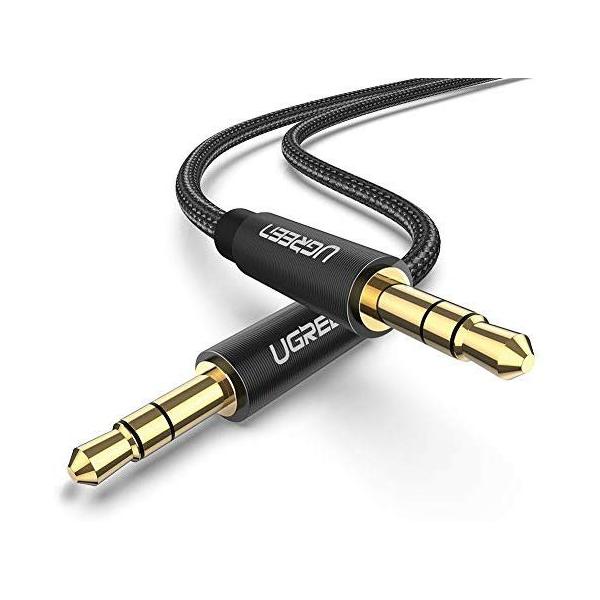 Ugreen オーディオケーブル Auxケーブル 標準3 5mm 高音質 回以上曲げ耐久テスト オス オス ナイロン編み ストア ステレオミニプラグ