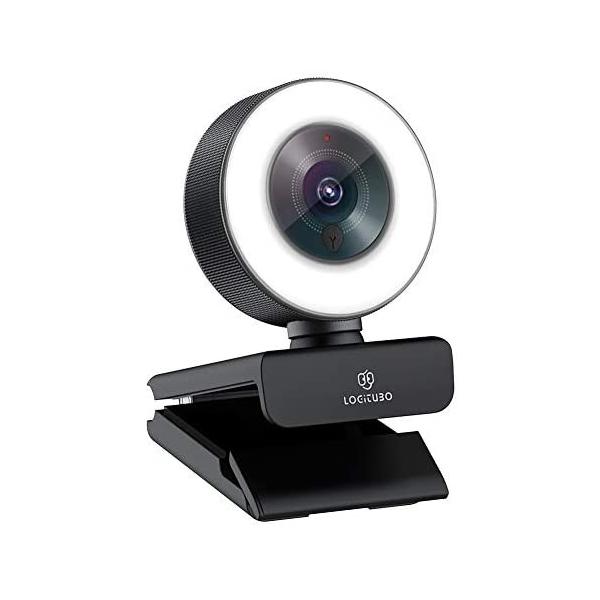 Logitubo Webカメラ 1080p高画質ストリーミング ウェブカメラ 売店 マイクと調整可能なリングフィルライト付き パソコンカメラ オートフォーカス