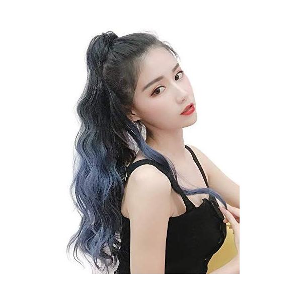 Yjinco ポニーテールウィッグ 全国どこでも送料無料 グラデーションカラー エクステンション ポイントウィッグ ウェーブ 巻き髪 エクステ ロング ヘアークリッ カール