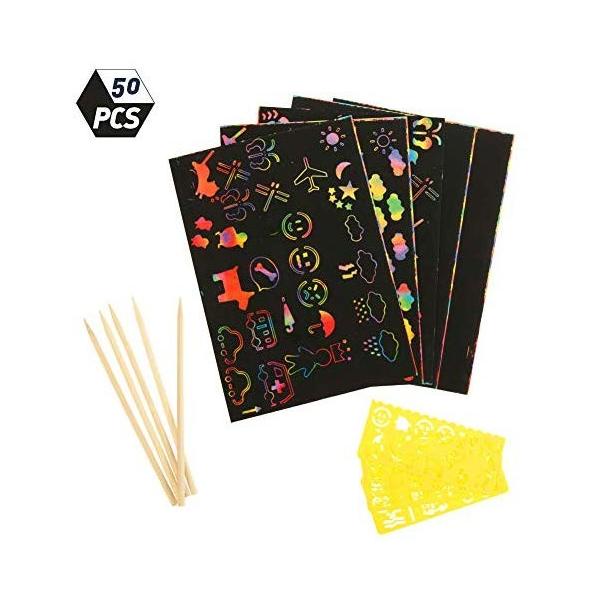 Girldate スクラッチ ペーパー カラーリング 絵画 塗り絵 Diy 手作り 画材 子供 50枚 32kサイズ テンプレート