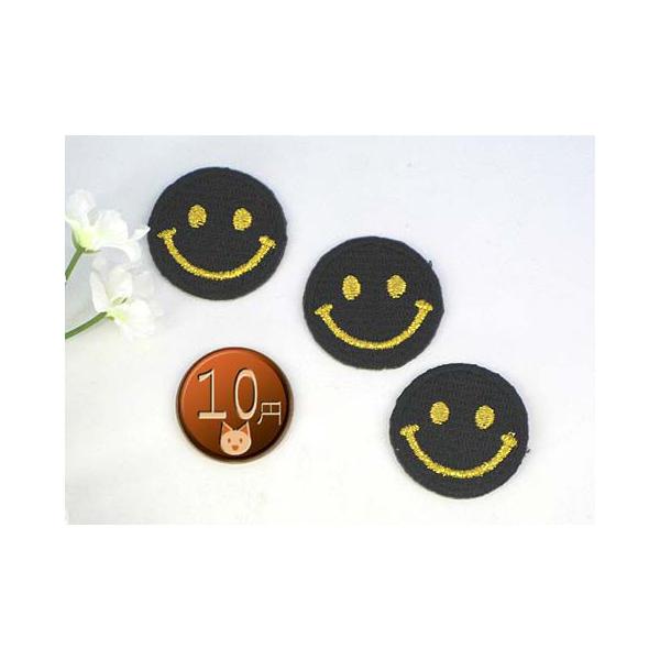 送料63円 スマイルマークs 黒金 3枚セット アイロンワッペン 刺繍 アップリケ 小さいニコちゃんマーク Buyee Buyee Jasa Perwakilan Pembelian Barang Online Di Jepang