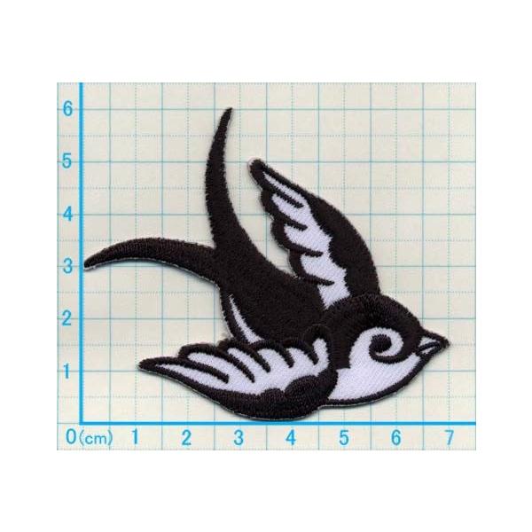 送料63円/和風つばめS/白/アイロンワッペン/刺繍/アップリケ/動物/鳥 