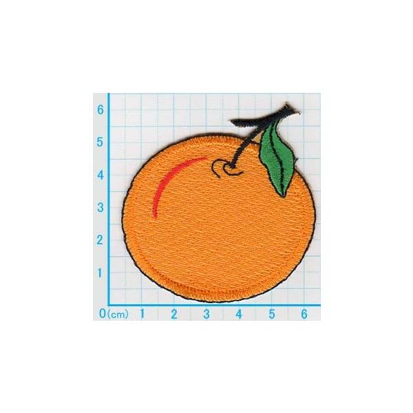 アイロンワッペン/刺繍/アップリケ/みかん_M/オレンジ/果物/フルーツ