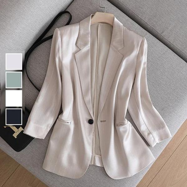 新作 テーラードジャケット レディース サテン風 長袖 ライトアウター ストライプ フォーマル スーツ 夏秋 トップス オフィス 通勤 Ol ビジネス Hx21sep28vbxxf04 しろくまstore 通販 Yahoo ショッピング