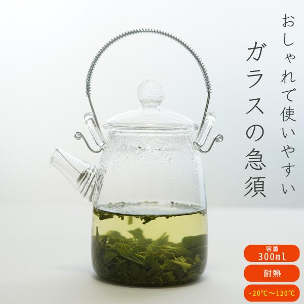 色の変化も楽しむガラスの急須 おしゃれ 紅茶 お茶 ティーポット 急須 徳利 冷酒 お酒 シンプル お洒落 ポット 耐熱ガラス  カフェ 耐熱 300ml -20℃〜120℃