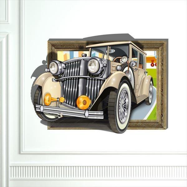 ウォールステッカー トリック アート 3d レトロヴィンテージカー オーダーメイド トリックアートシリーズ シール はがせる 壁紙 防水 B シルキーウォールステッカー専門店 通販 Yahoo ショッピング