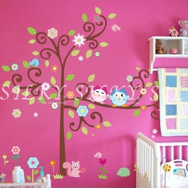 ファンシーフクロウツリー ウォールステッカー ウォール ステッカー シール 北欧 はがせる 壁紙 送料無料 北欧 木 鳥 Ws 773 シルキーウォールステッカー専門店 通販 Yahoo ショッピング