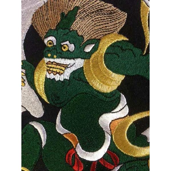 特大風神ワッペンネコポス不可アイロン接着和柄刺繍梵字 : 刺繍家族